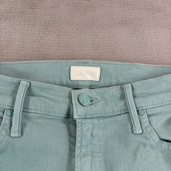 Mother The Insider Crop Step Fray Jeans in Lagoon Women 28 Raw Cut Hem USA Made - Picture 3 of 14